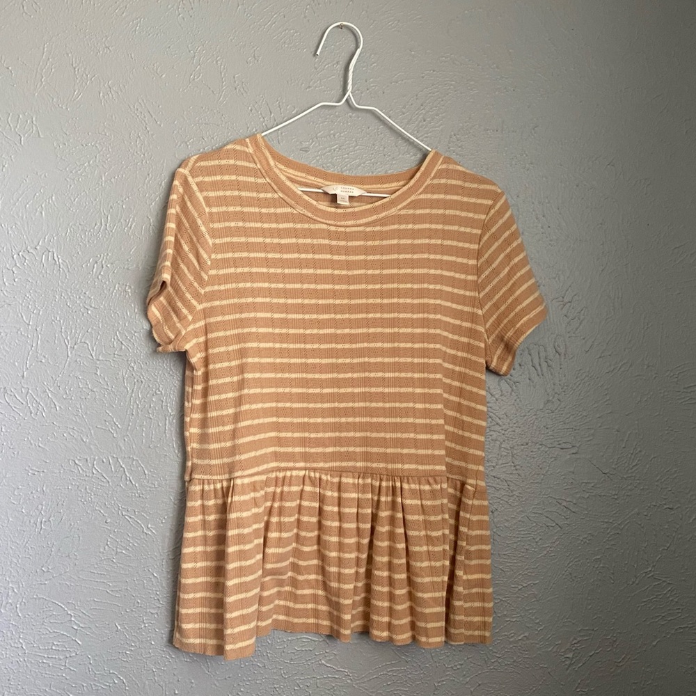 Lauren Conrad Tan Striped Shirt